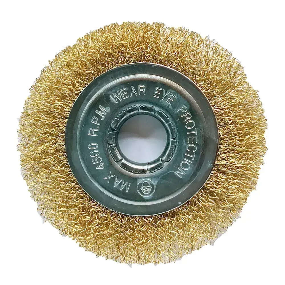 Кордщетка радиальная, плоская из омедненной стальной проволоки 0,3 мм, диаметр 115 мм, посадка 22,5 мм