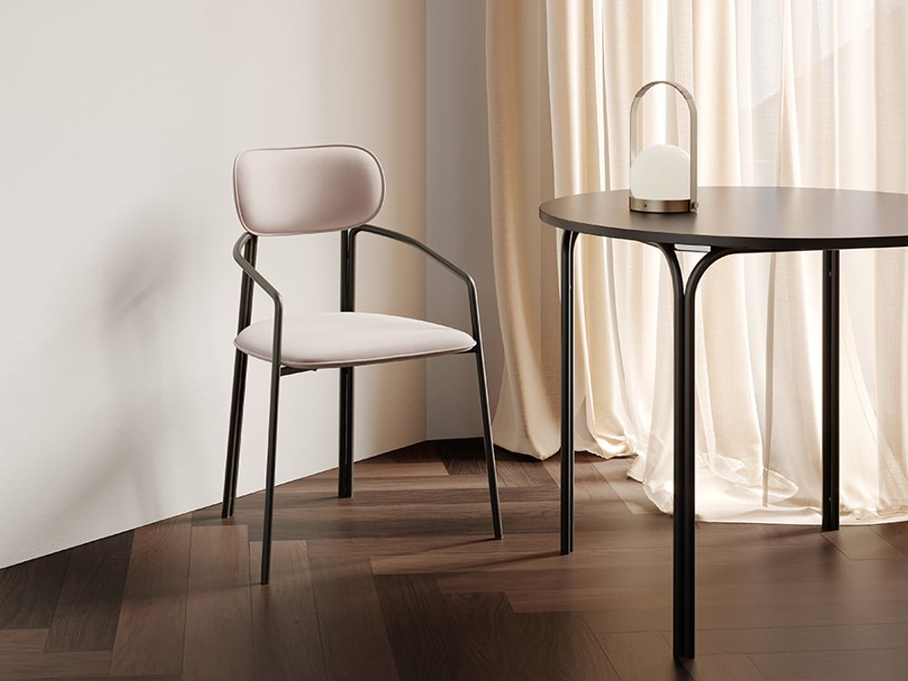 Стул Ror, Round, велюр, черный/розовый