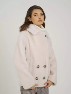 Шуба из шерсти чебурашка экошуба, жемчужная, SilverFox