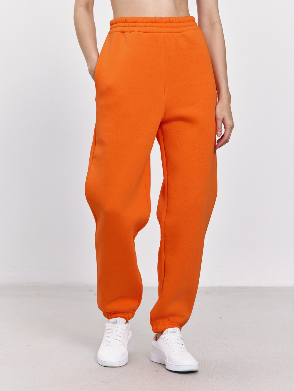 Брюки женские с начесом (оранжевый)