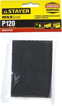STAYER Р120, 100 х 68 х 26 мм, водостойкая, четырехсторонняя шлифовальная губка (3560-1)