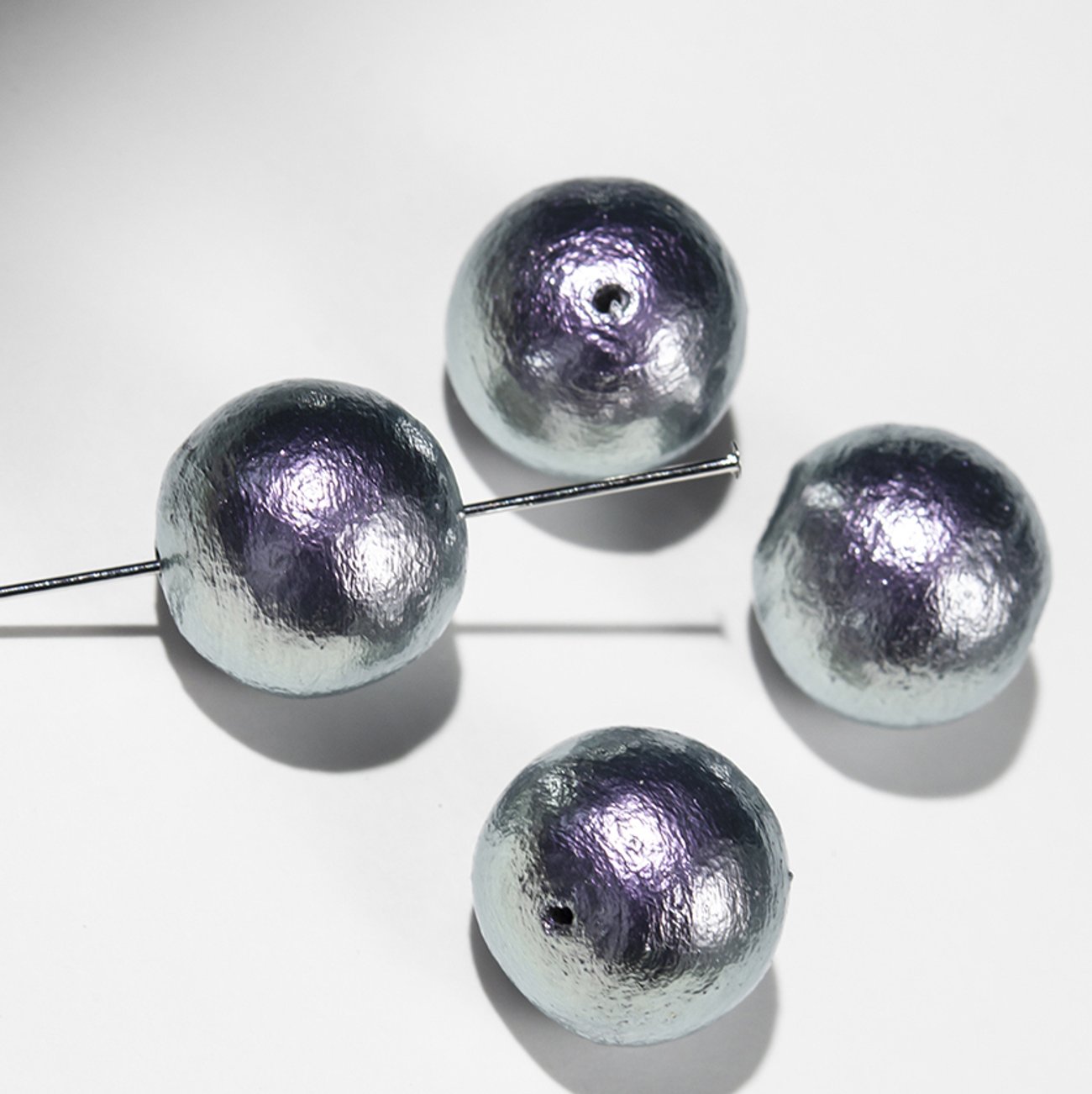 Хлопковый жемчуг, оттенок "Серый перламутр", шар 18мм, сквозное отверстие