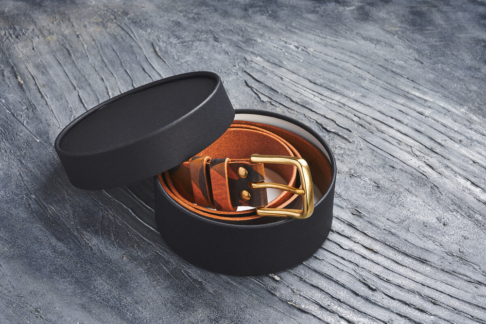 Ремень из гладкой итальянской кожи, цвет «хаки» (камуфляж), латунная пряжка