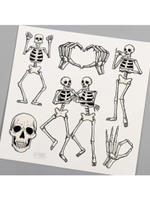 Переводные тату на тело чёрные «Скелеты», 10×10 см