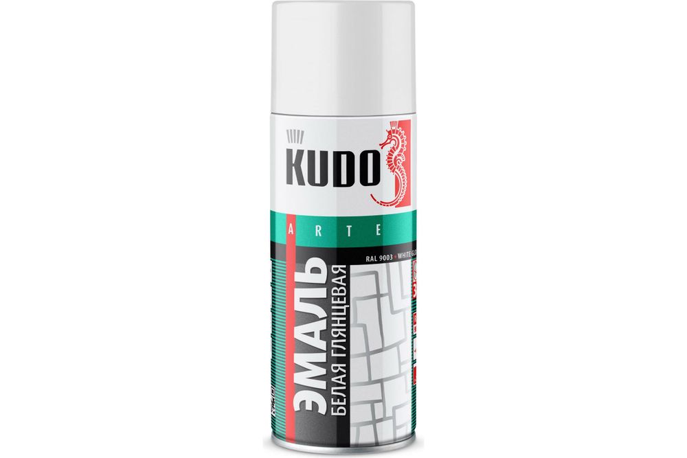 Аэрозольная алкидная краска Kudo KU-1001, глянцевая, 520 мл, RAL 9003, белая, 22046