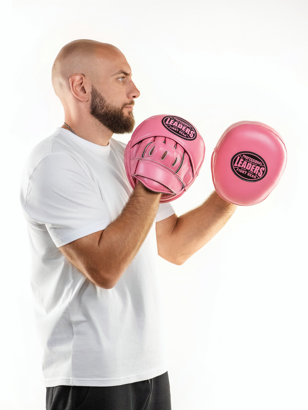 Лапы тренерские LEADERS MID-AIR PINK (ONE, кожа, розовый)