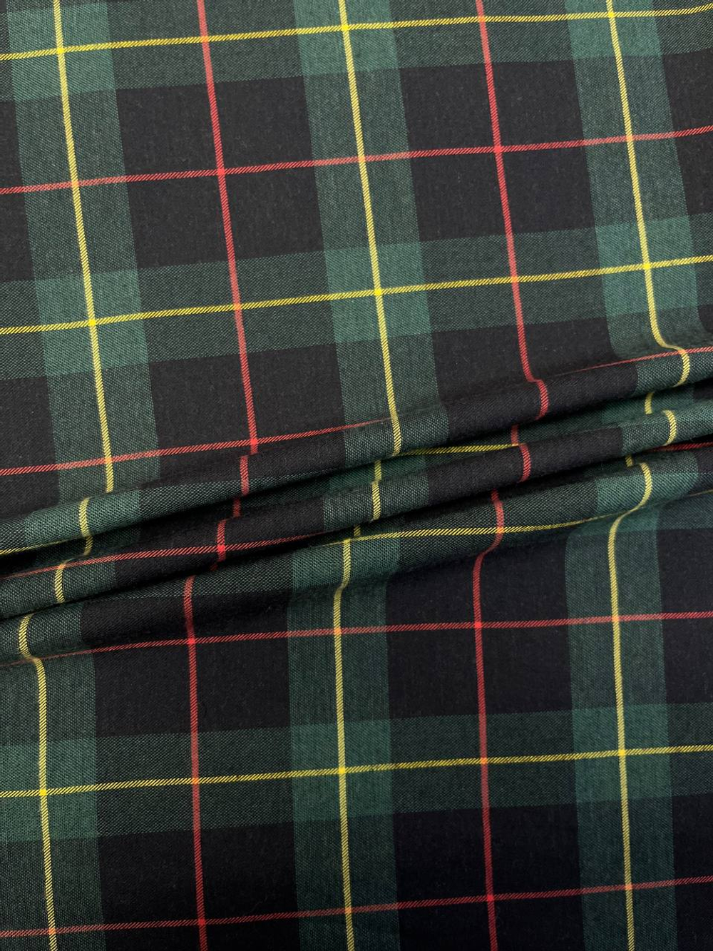 Хлопок с шерстью Canclini черно-зеленый в клетку