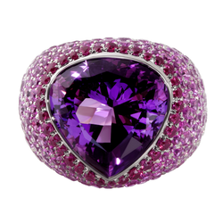 Кольцо с Аметистом, Рубинами, Розовыми Сапфирами и Бриллиантами, R0040-3/25