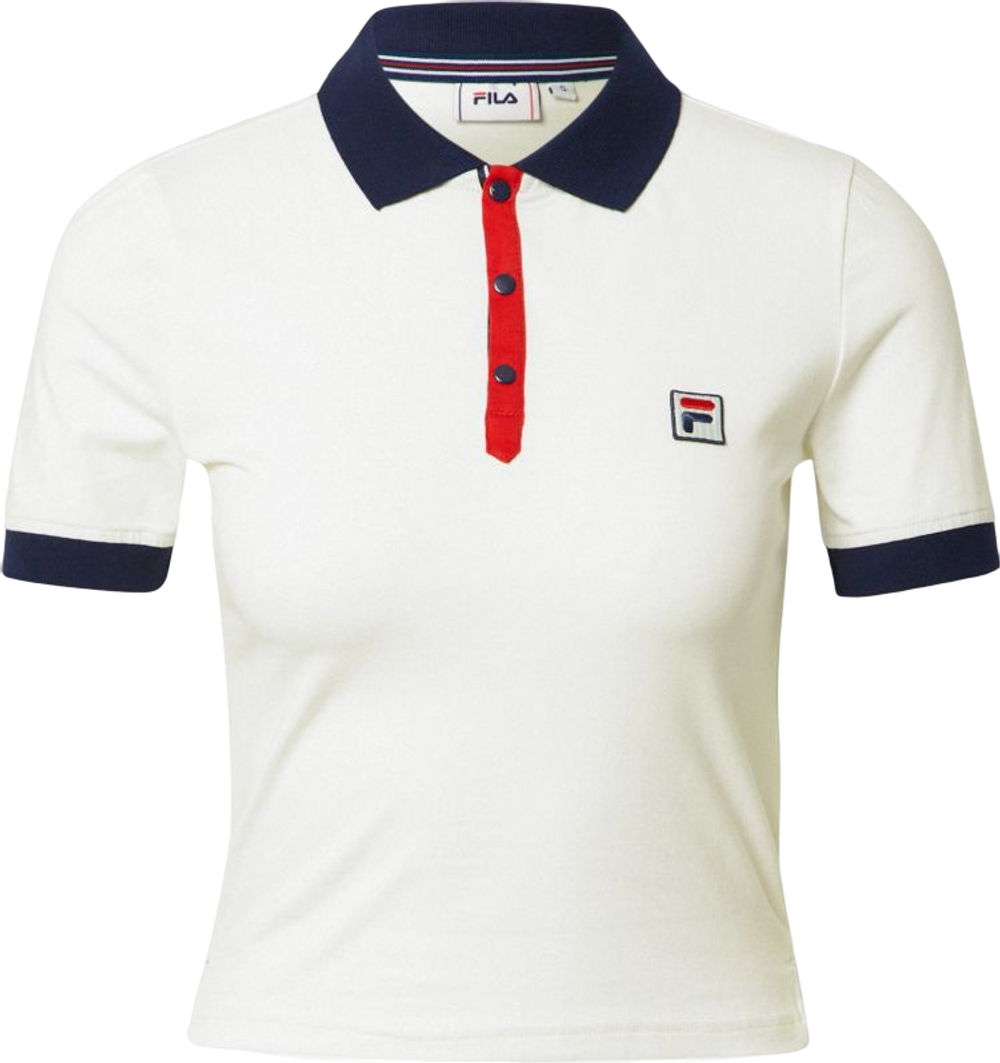 Женское поло Fila Hateya Cropped Polo Shirt Women - blanc de blanc/black iris