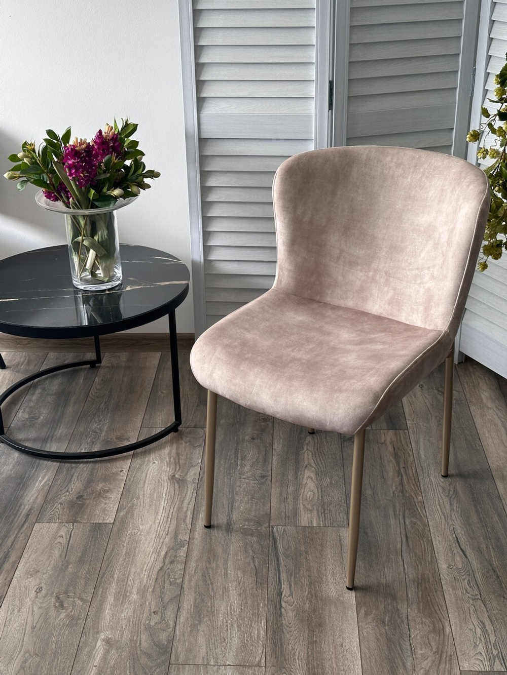 Стул MATTEO Beige color-021, велюр / золотой, ®DISAUR