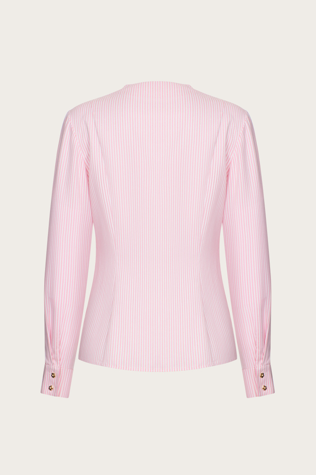 БЛУЗА ИЗ ХЛОПКА С ДЕКОРАТИВНЫМИ ПУГОВИЦАМИ