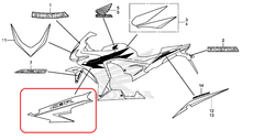 86643-MGZ-D20ZA. STRIPE, R. MIDDLE COWL *TYPE1*. Honda CBR500R/RA 2013