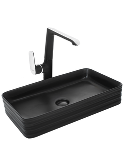 Раковина накладная (матовая черная) WeltWasser WW  ELBACH 2250 MB 675х380х120