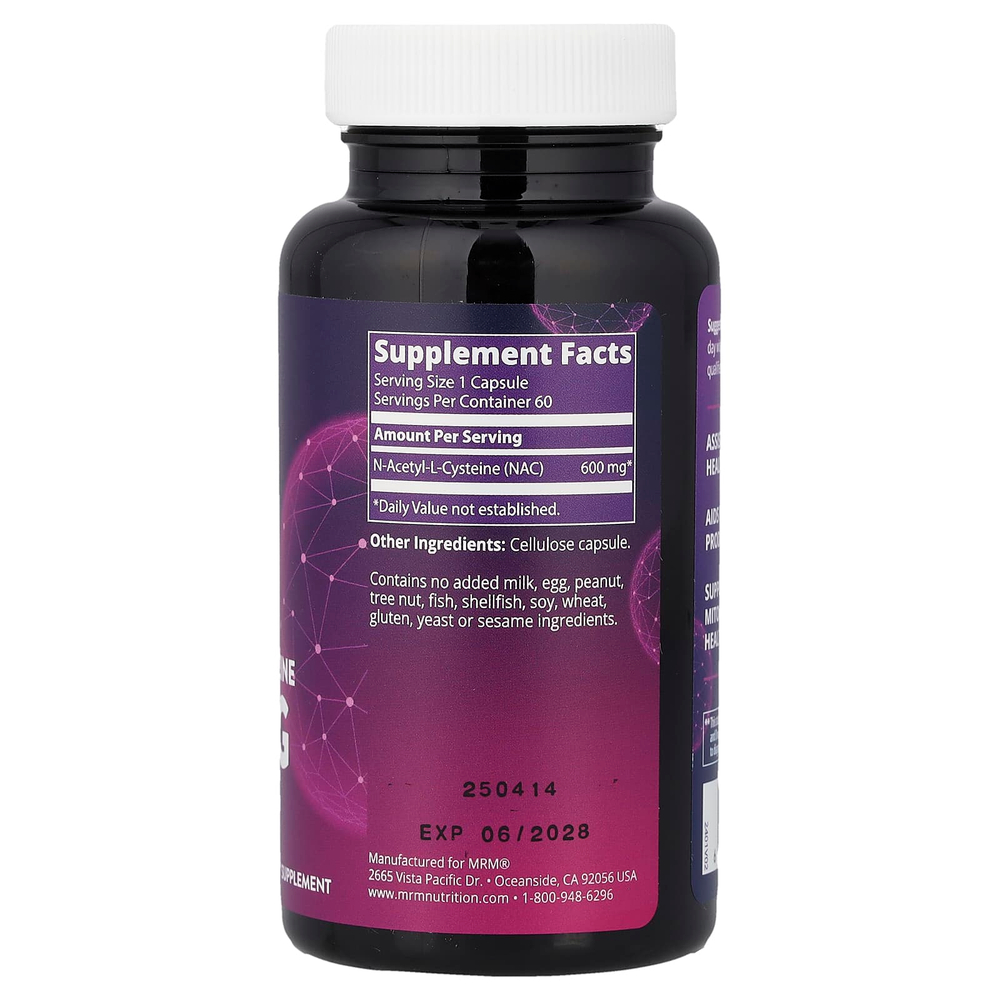 MRM Nutrition, Nac, N-ацетил-L-цистеин, 600 мг, 60 веганских капсул