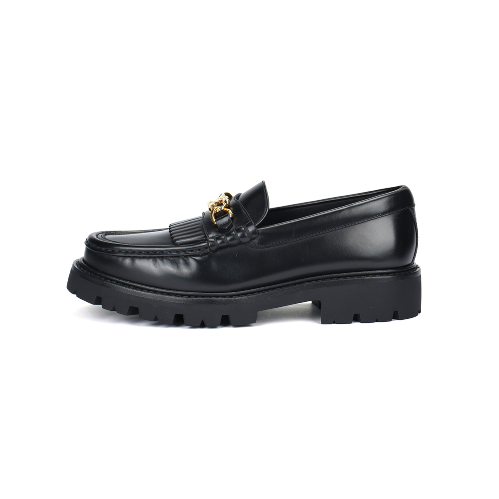CELINE Cow Split Leather Loafers Women"s Black