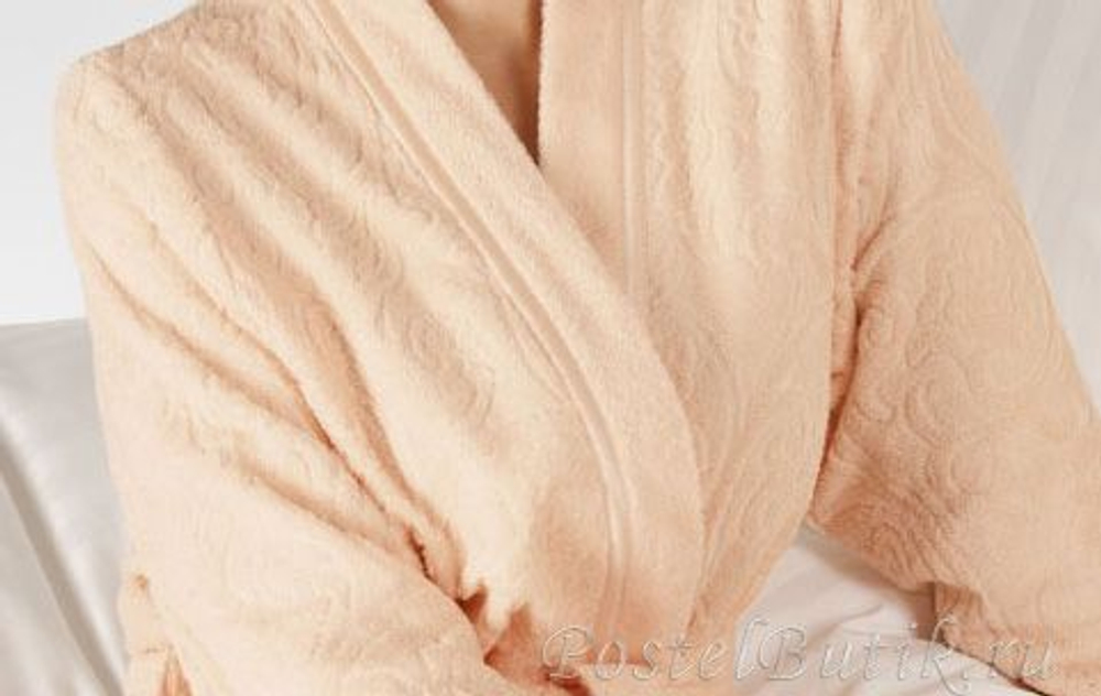 Махровый халат с воротником 7131 абрикосовый от Cawö Германия