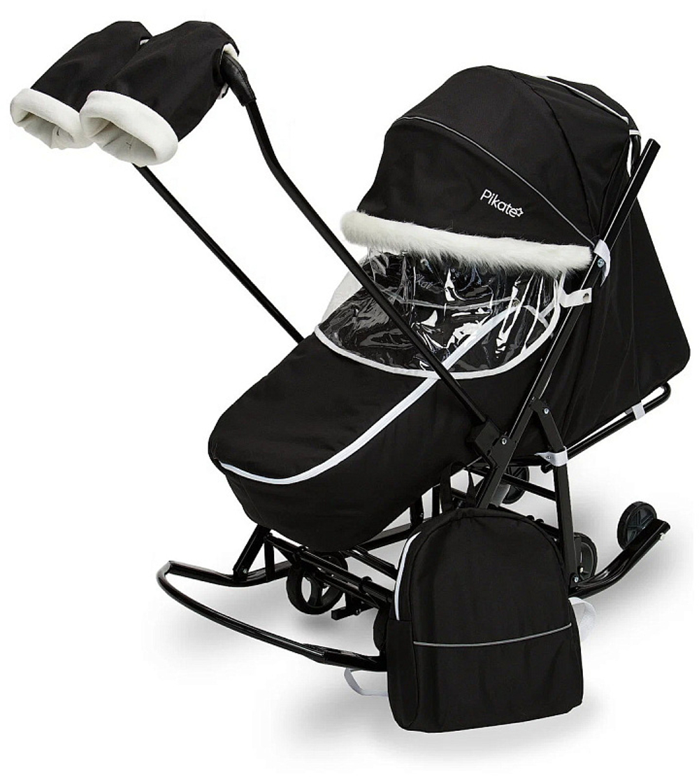 Детские санки-коляска Pikate Arctic (Арктик) чёрный