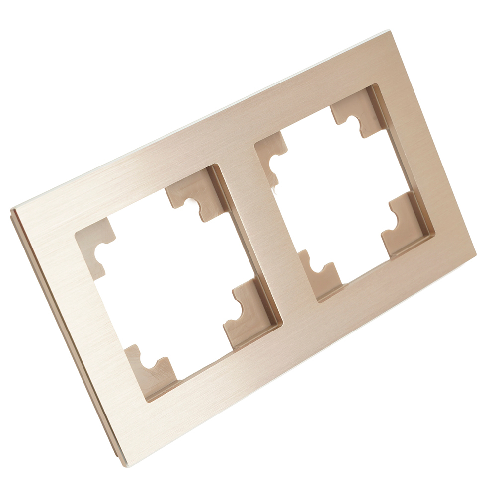 Рамка 2-местная, металл, STEKKER, MFR00-7002-02 , серия Катрин, шампань 50014