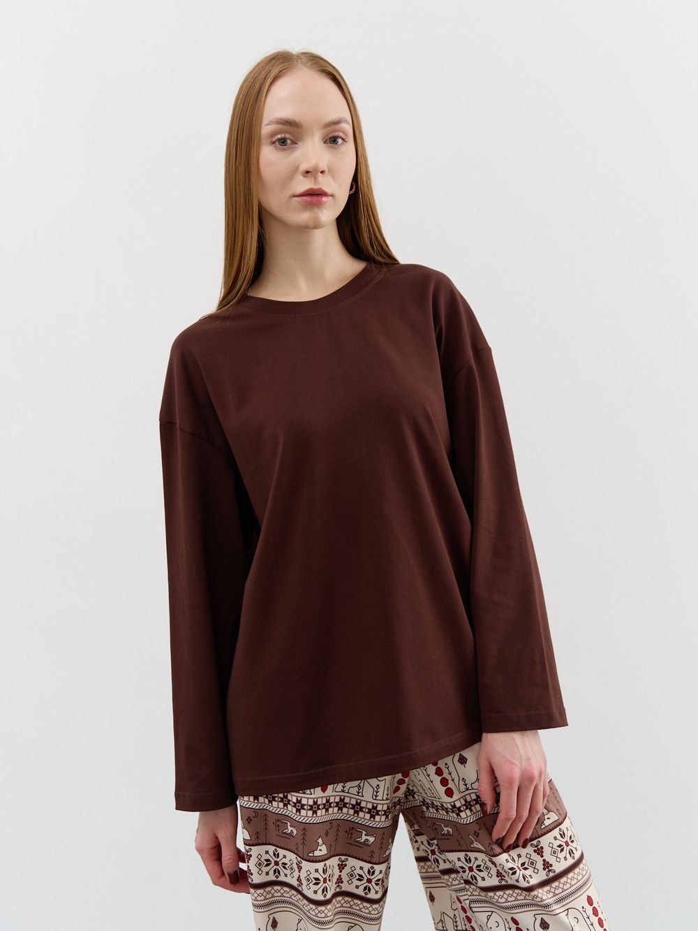 Лонгслив оверсайз "Каштан" женский