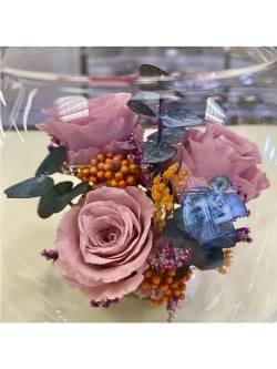 натуральные кустовые розы в стекле, вакуум*