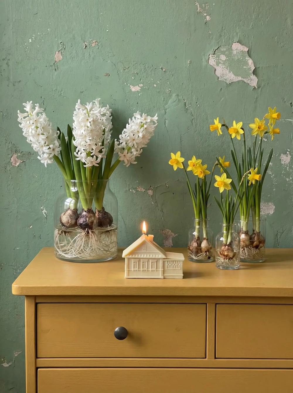 Свеча Деревенский домик в белом цвете