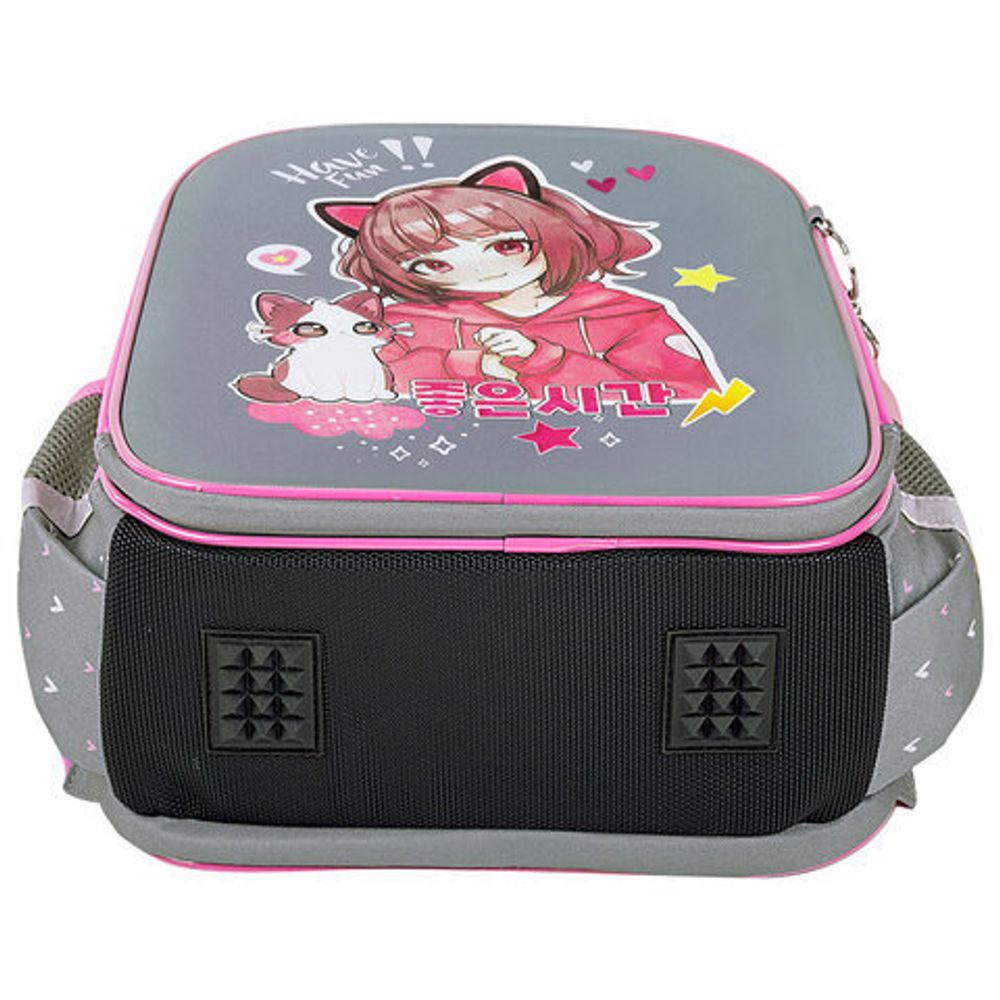 Ранец BRAUBERG QUADRO, 3 отделения, с брелком, "Anime friends", 37х28х18 см, 272022