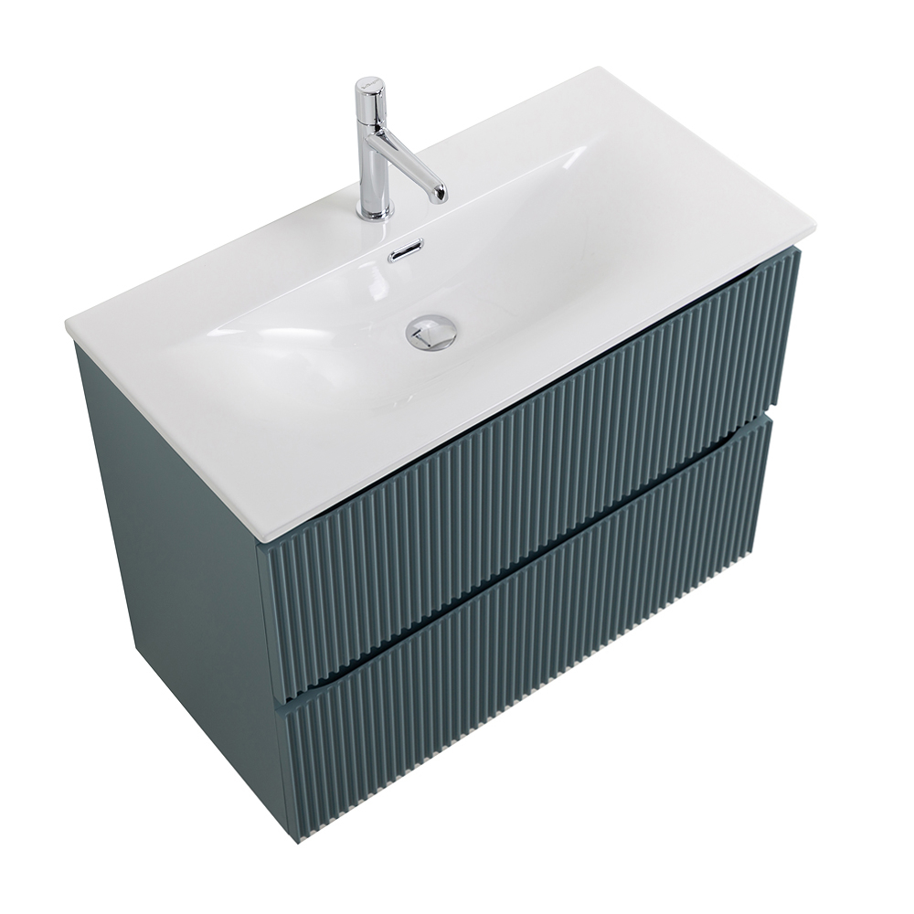 Тумба с раковиной подвесная BelBagno UNO-MINI-800-2C-SO-AO Голубой матовый, раковина белая BB-8099-3-80