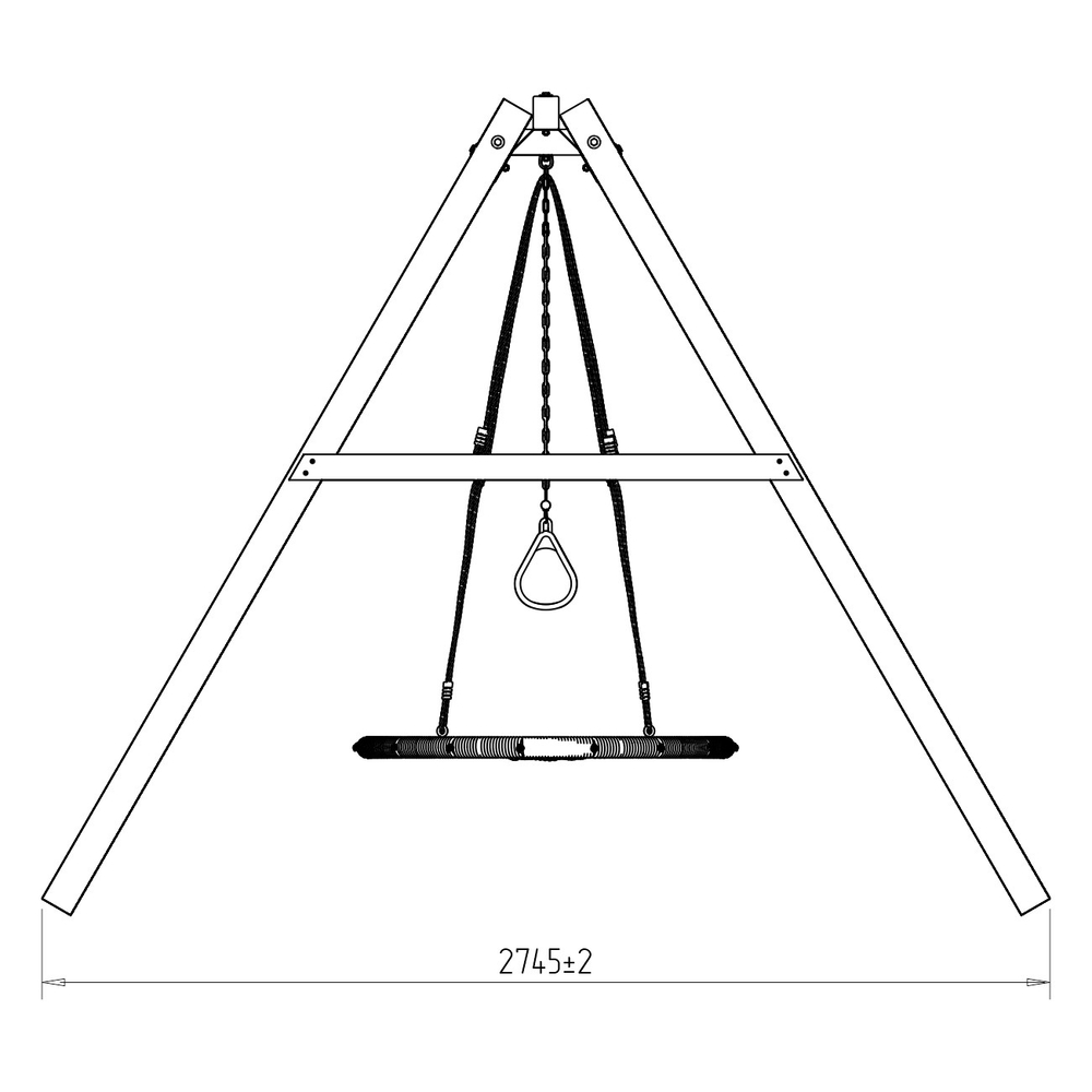 Деревянные качели с качелями гнездо 100 см и трапецией P911-8