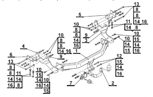 Фаркоп на Hyundai H1 / H300 фургон, микроавтобус 2008-2018, 2018- (паспорт и сертификат в комплекте)(без электрики) Steinhof.H-241