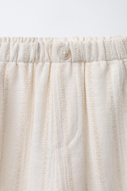 ZARA БРЮКИ ПРЯМОГО КРОЯ В ПОЛОСКУ, ЭКРЮ