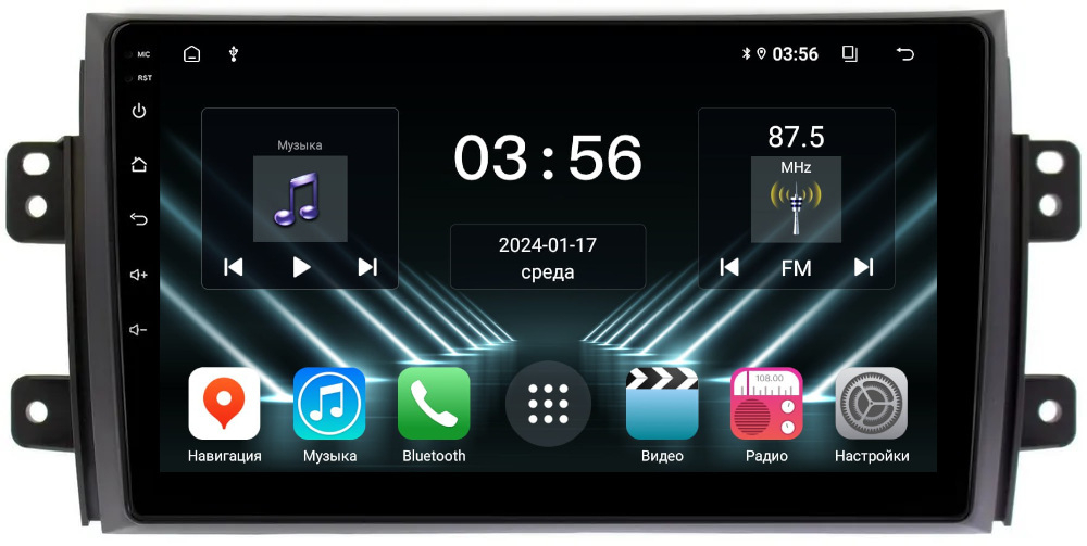 Магнитола Suzuki SX4 2006-2014 - FarCar DX124M монитор 9" IPS на Android 13, 4+64Гб, CarPlay