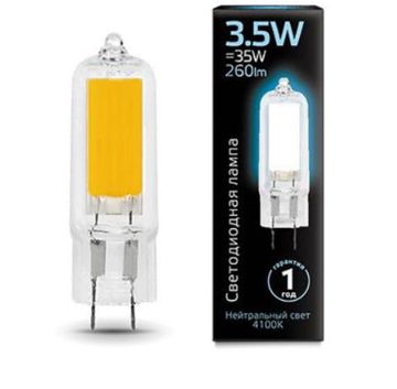 Лампа Gauss LED G4 AC220-240V 3.5W 4100K Glass 107807203