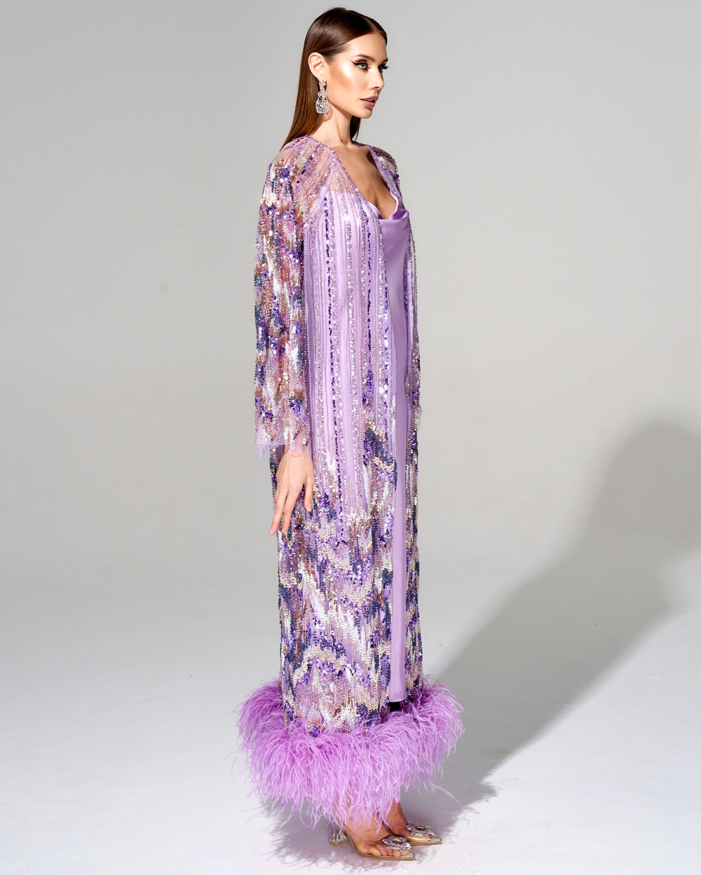 Кардиган с премиальными перьями страуса