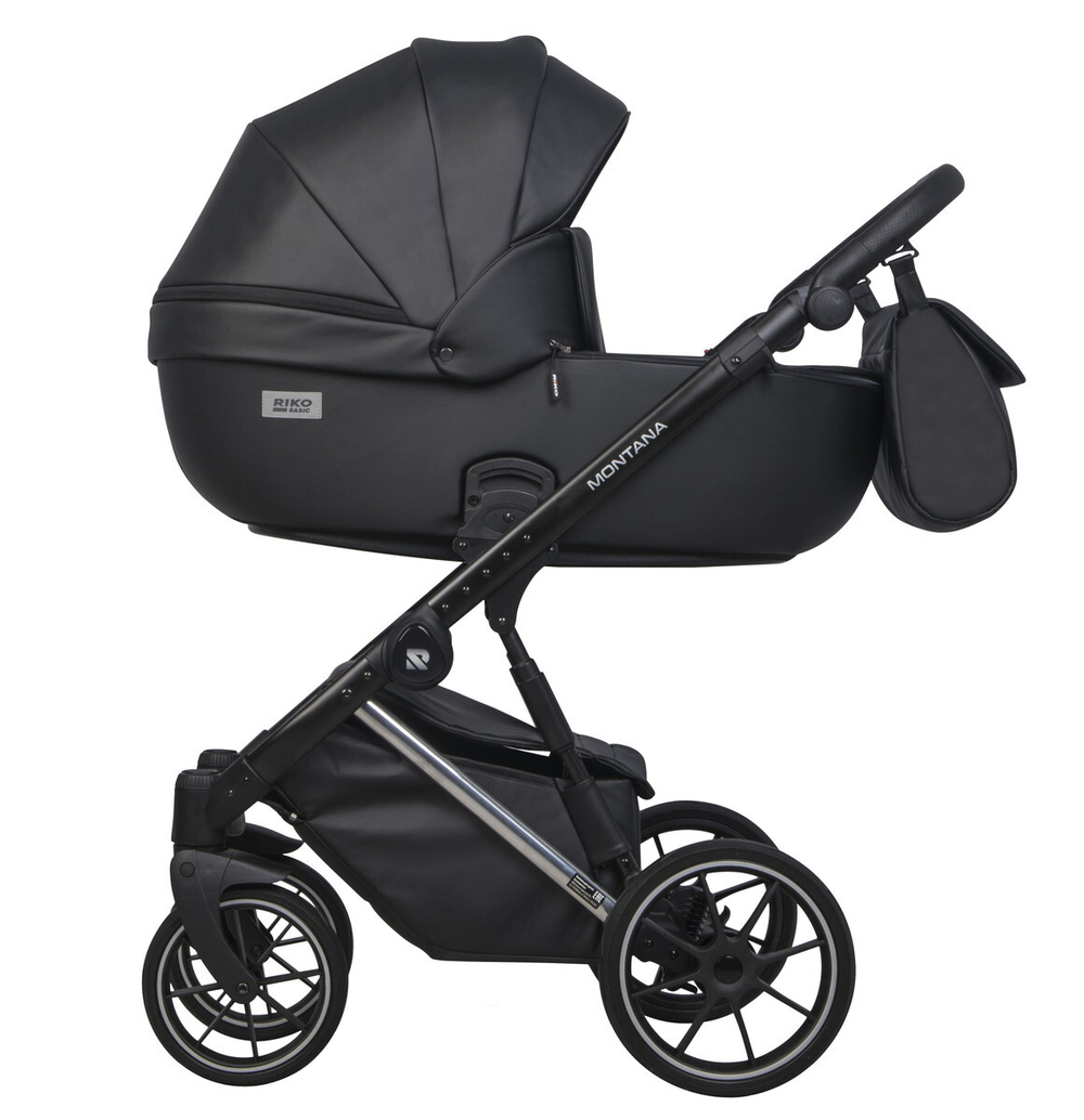 Детская коляска Riko Basic Montana Premium Silver 2 в 1 22 Black