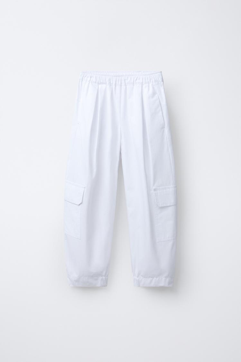 ZARA БРЮКИ-КАРГО, БЕЛЫЙ