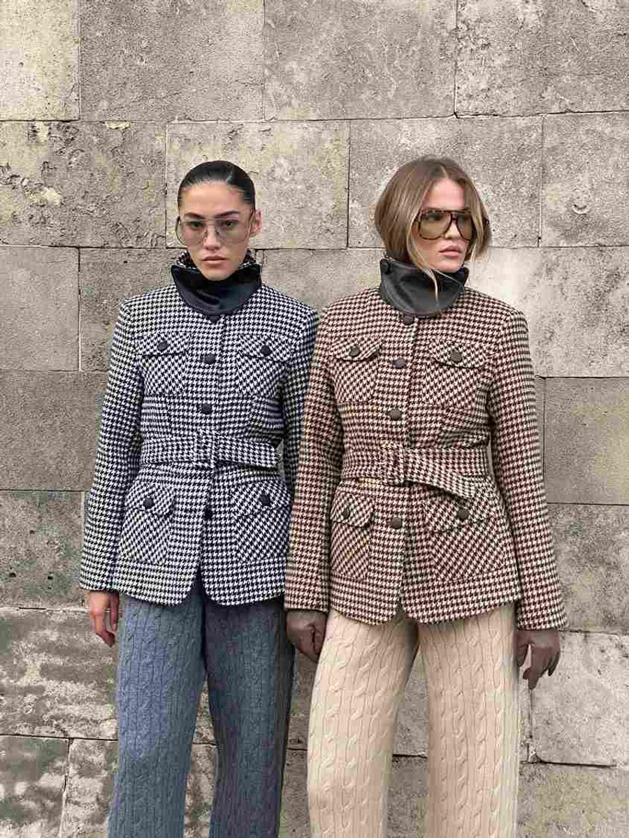 Жакет- пальто из шерсти, Бежевый