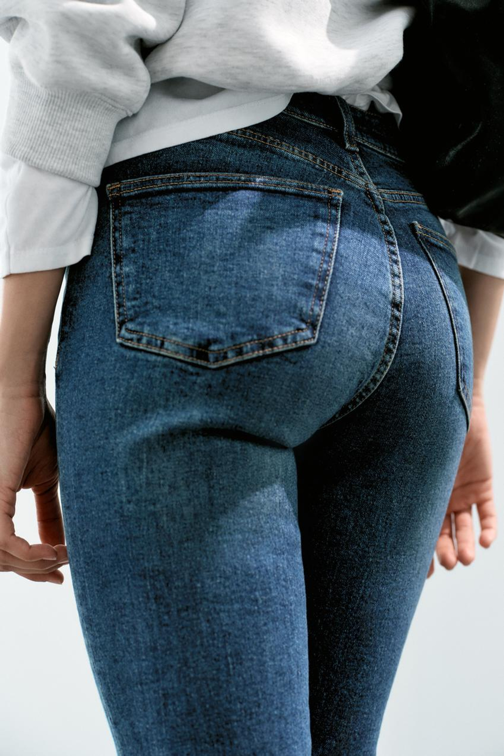ZARA ДЖИНСЫ TRF CROPPED FLARE С ВЫСОКОЙ ПОСАДКОЙ, СИНИЙ