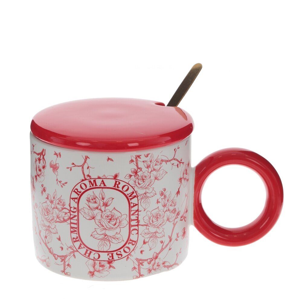 GAEM Кружка с крышкой и ложкой, 350 мл, L14 W9 H8 см, 4в.