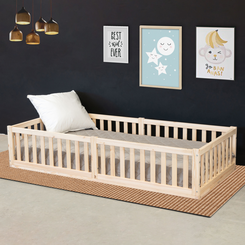 Бортик для кровати односпальной 90х200 Буфалина от падения из массива сосны, в натуральной отделке