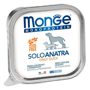 Влажный корм Monge Dog Monoprotein для собак, паштет из утки, консервы