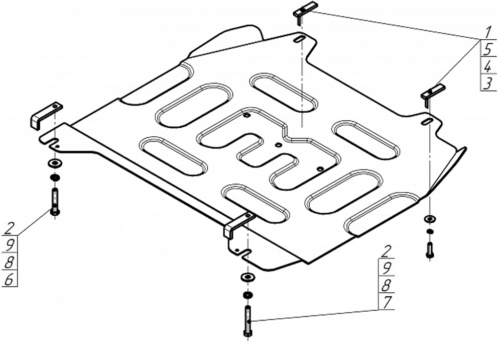 Защита КПП. 2 мм, Сталь. для Nissan Pathfinder 2005-2010, Motodor.71404