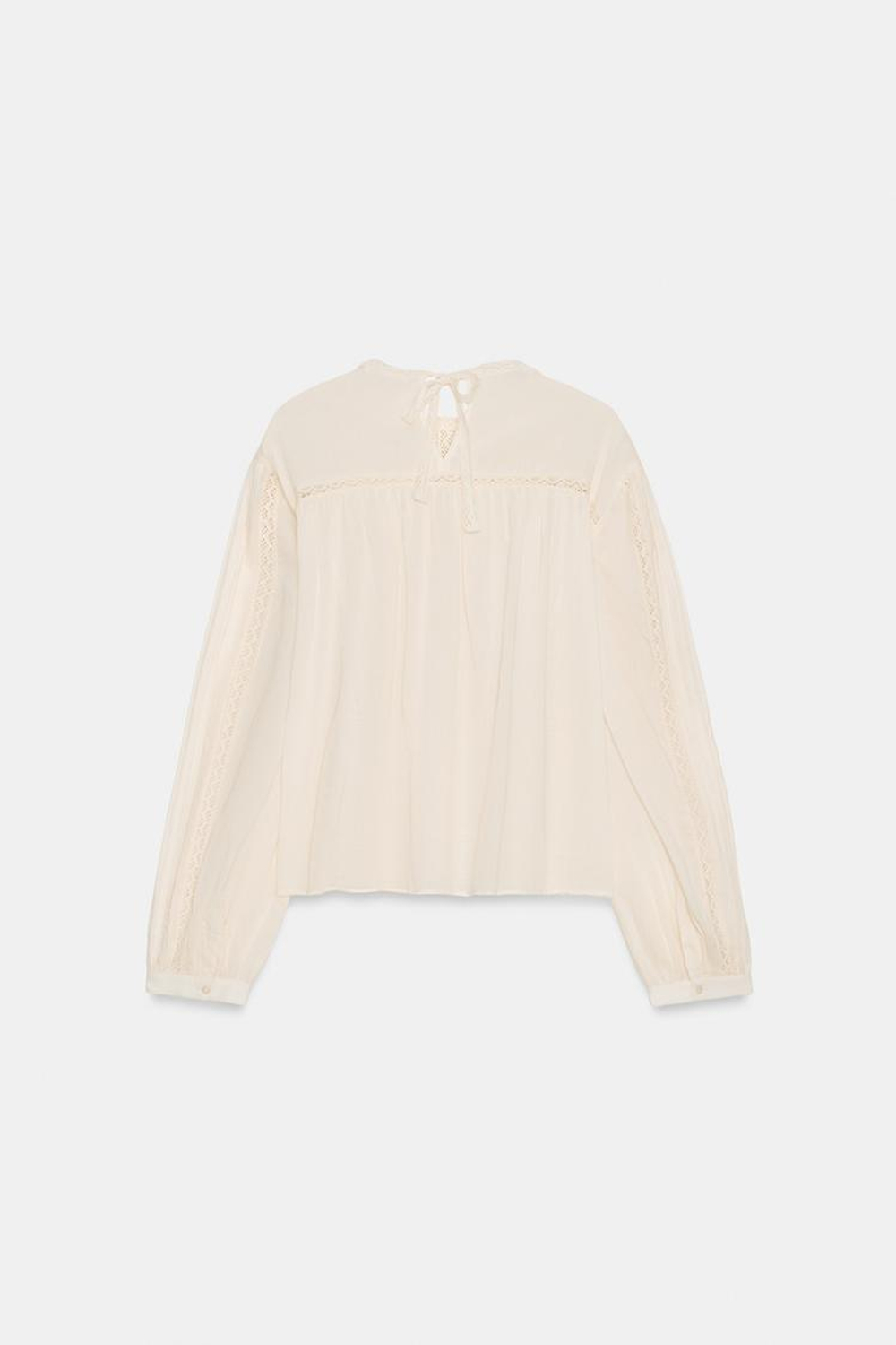 ZARA РУБАШКА С ВЫШИВКОЙ ZW COLLECTION, ЦВЕТ СЛОНОВОЙ КОСТИ