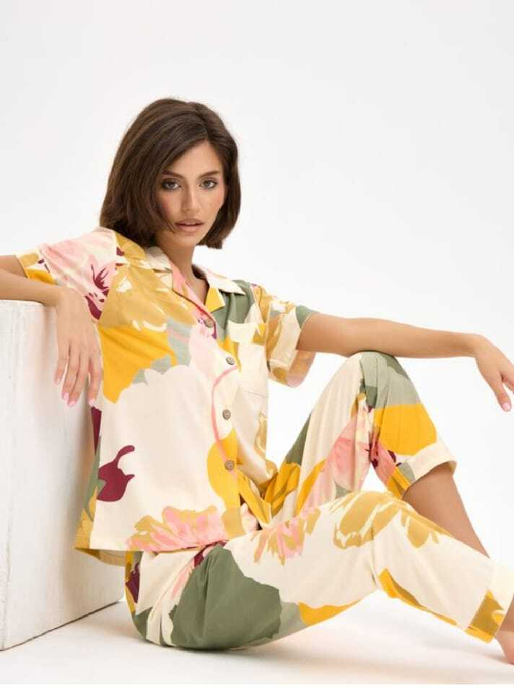 Пижама жен. б/в штаны+рубашка к/р 918