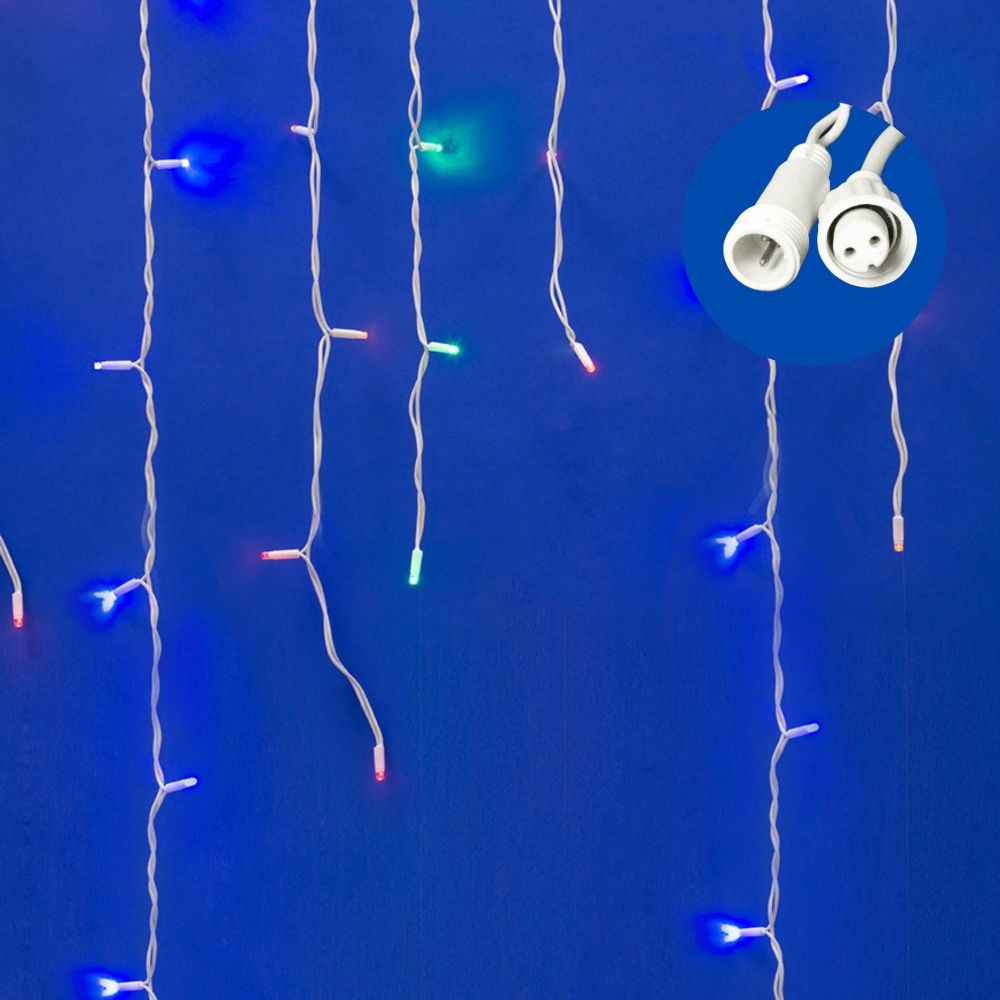 ULD-B3010-200-SWK MULTI IP67 Бахрома светодиодная со статическим свечением. 3м. Соединяемая. 200 светодиодов. Разноцветный свет. Провод белый. TM Uniel.