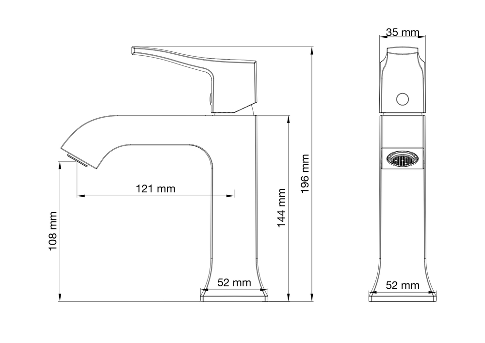 Смеситель для раковины WONZON & WOGHAND FLEX, Хром (WW-88018072-CR)
