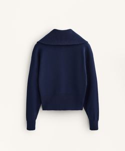 Oysho Свитер с высоким воротником и молнией до уровня груди, синий