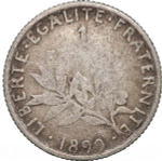 France, 1 Franc, 1899 – "La Semeuse" (Paris Mint), VG