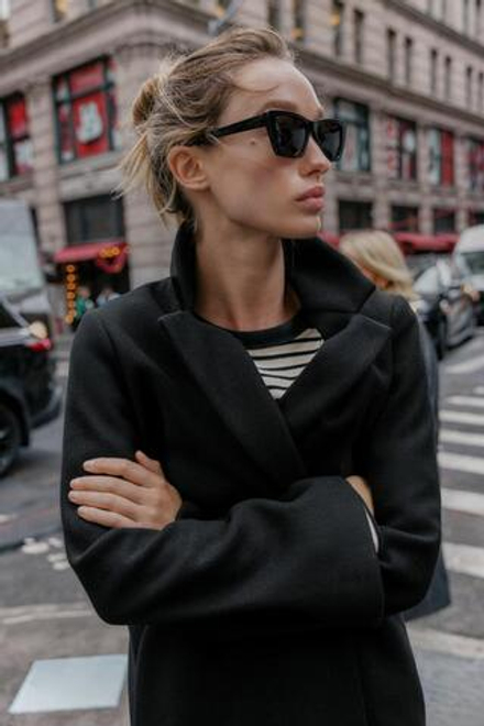 ZARA БАЗОВОЕ ПАЛЬТО ИЗ МЯГКОЙ ТКАНИ, ЧЕРНЫЙ