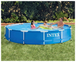 Каркасный бассейн 244х51 см Intex 28205, круглый семейный бассейн для дачи Metal Frame 1828 л