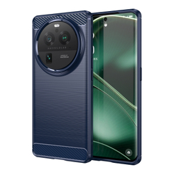 Мягкий чехол синего цвета в стиле карбон для смартфона OPPO Find X6, серия Carbon от Caseport